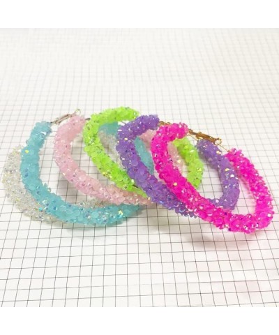 Acrylic Cute Candy Crystal Chips Wrapped Hoop Earrings Colorful Transparent Geometric Round Dangle Drop Earrings Party Jewelr...