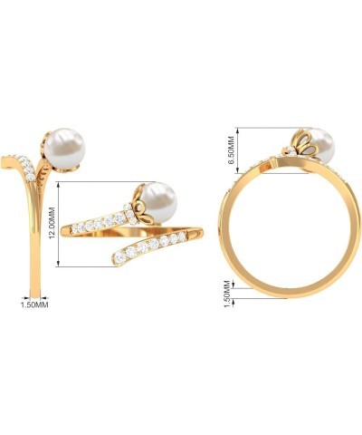 Freshwater Pearl Cocktail Ring, Freshwater Pearl Cocktail Wrap Ring, Pearl Wrap Ring with Diamond 10K White Gold $249.48 Rings