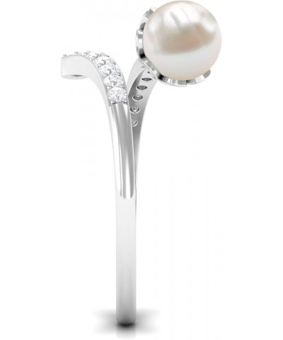 Freshwater Pearl Cocktail Ring, Freshwater Pearl Cocktail Wrap Ring, Pearl Wrap Ring with Diamond 10K White Gold $249.48 Rings