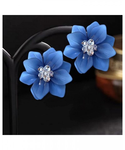 Unique Handmade Bohemian Huge Acrylic Flower Stud Earrings Matte Double Flower Dangle Drop Earrings with Flower Bud for Women...