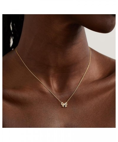 Gold Necklace for Women - Bow Necklace 14K Dainty Gold Necklace Cute Small Tiny Bow Pendant Choker Chain Necklace Trendy Neck...