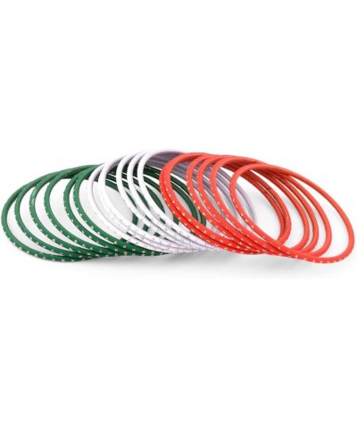 Metal Bangles for Women Indian Tricolor Orange Color White Green Multi- Bangle Set Dotted Textured Alloy Bangle Bracelet Set ...