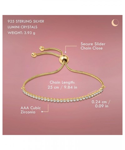 Lumini Women 925 Sterling Silver 2.4 mm Cubic Zirconia Tennis Bracelet Gold Plated - Slider $15.20 Bracelets