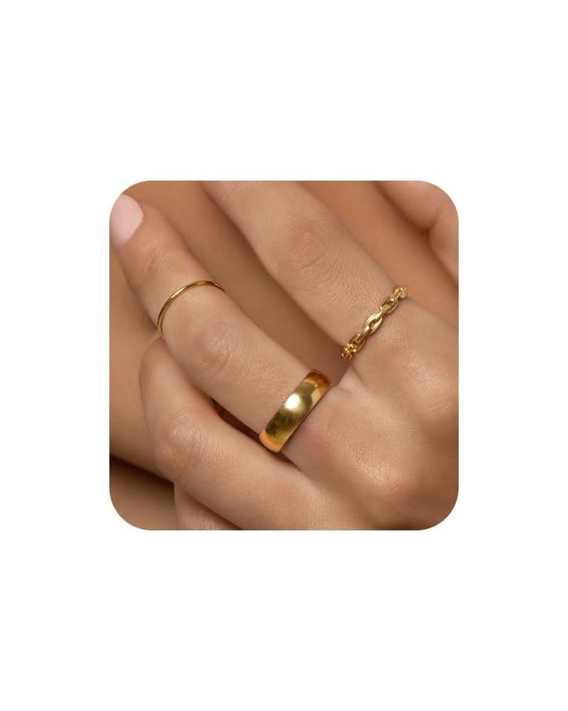 3PCS Gold Stacking Rings Set for Women 14K Gold Plated Stackable Rings Simple Midi Thumb Finger Ring Size 5/6/7/8/9/10 Jewelr...