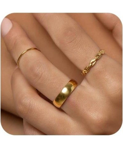 3PCS Gold Stacking Rings Set for Women 14K Gold Plated Stackable Rings Simple Midi Thumb Finger Ring Size 5/6/7/8/9/10 Jewelr...