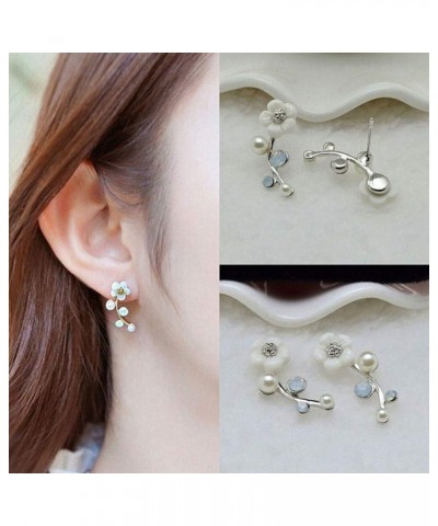 Elegant Women Flower Faux Pearl Inlaid Ear Climbers Crawler Earrings Jewelry,Valentines Costume Jewelry for Women Girls Silve...