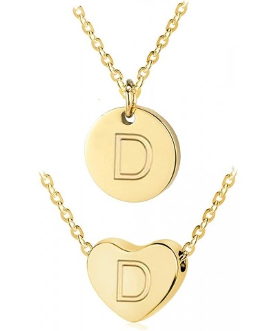 Heart and Disc Letter necklaces for Women Initial Pendant Necklace for Girls Silver D-Heart+Disc-Gold $8.09 Necklaces