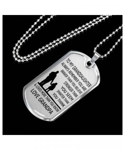 To My Granddaughter Necklace, Always Remember You are Braver Pendant Necklace, Stainless Steel Dog Tag Inspirational Gifts Lo...