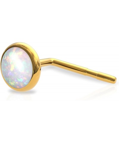 Nose Stud Piercing 22 Gauge 14K Gold-Filled - Simple L-Shaped Nose Stud With White Opal - Unique Gold Nose Stud Pin - Handmad...