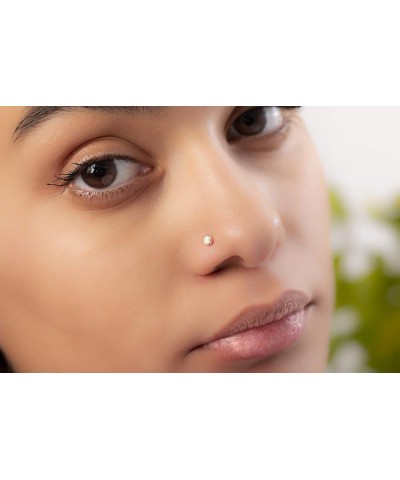 Nose Stud Piercing 22 Gauge 14K Gold-Filled - Simple L-Shaped Nose Stud With White Opal - Unique Gold Nose Stud Pin - Handmad...