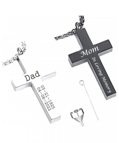 Personalized Engraved CREMATION CROSS URN Necklace Ashes Jewelry Urns Waterproof Pendant Stainless Steel Memorial Ashes Keeps...