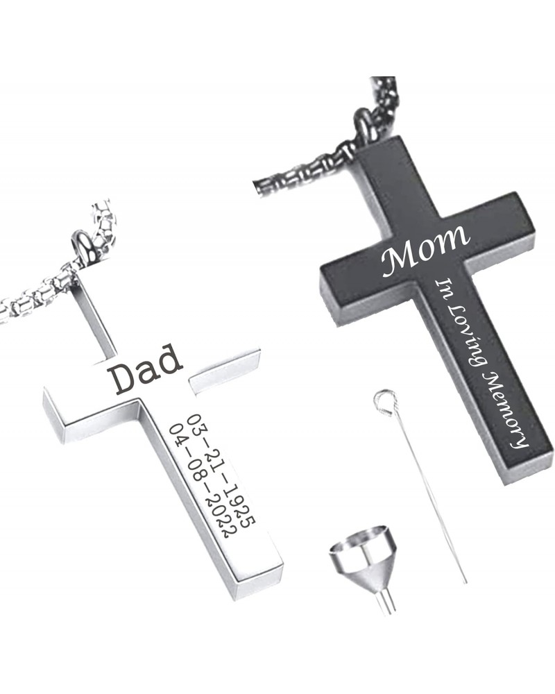 Personalized Engraved CREMATION CROSS URN Necklace Ashes Jewelry Urns Waterproof Pendant Stainless Steel Memorial Ashes Keeps...