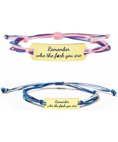 Remember Who The Fuck You Are Engraved Handmade Bracelet,Adjustable Handmade Inspirational Bracelet,Handmade Braided Rope Cou...