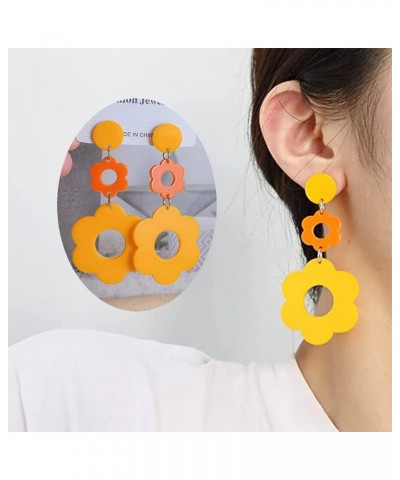 70s Vintage Flower Earrings for Women Plastic Daisy Dangle Earrings Pink White Yellow Sunflower Acrylic Earrings Cute Earring...