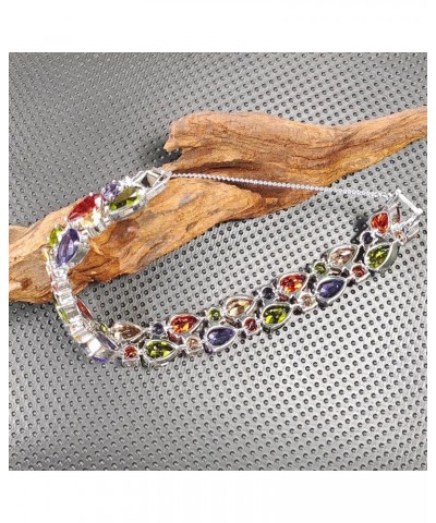 Bangle Bracelets for Women,Created Garnet Amethyst Peridot Morganite Gemstone Necklace Earrings Ring Bracelets,Hypoallergenic...