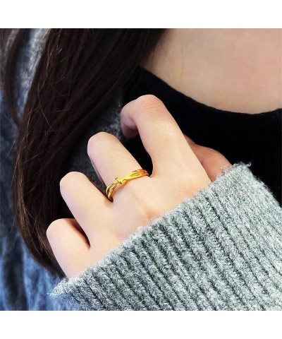 Twisted Band Ring Statment Band Ring for Women 14K Gold Plated Comfort Fit Stackble Plain Ring Gold $13.44 Rings