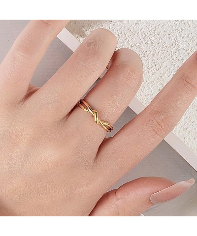 Twisted Band Ring Statment Band Ring for Women 14K Gold Plated Comfort Fit Stackble Plain Ring Gold $13.44 Rings