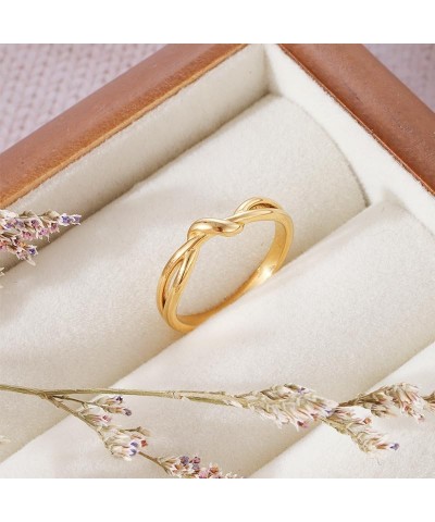 Twisted Band Ring Statment Band Ring for Women 14K Gold Plated Comfort Fit Stackble Plain Ring Gold $13.44 Rings