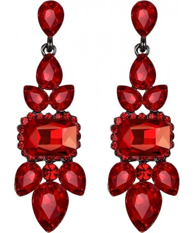 Rhinestone Crystal Art Deco Vintage Style Chandelier Drop Dangle Earrings for Women Girls Red Black-Tone $10.50 Earrings