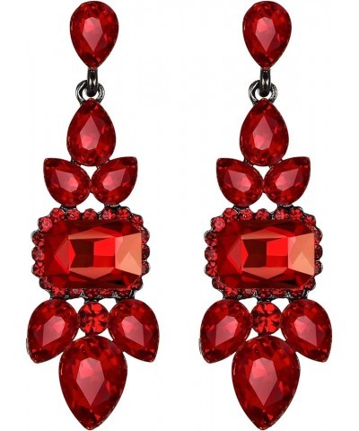 Rhinestone Crystal Art Deco Vintage Style Chandelier Drop Dangle Earrings for Women Girls Red Black-Tone $10.50 Earrings