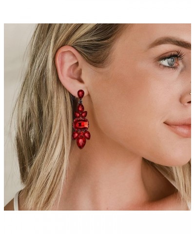 Rhinestone Crystal Art Deco Vintage Style Chandelier Drop Dangle Earrings for Women Girls Red Black-Tone $10.50 Earrings