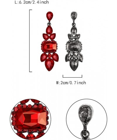 Rhinestone Crystal Art Deco Vintage Style Chandelier Drop Dangle Earrings for Women Girls Red Black-Tone $10.50 Earrings