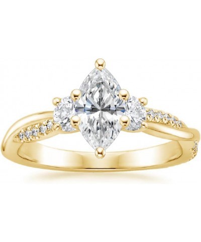 1 CT Marquise Moissanite engagement ring set yellow gold engagement ring Unique Bridal set $91.80 Sets