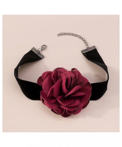 Flower Velvet Choker Necklace for Women Teen Girls,Vintage Big Satin Floral Rosette Necklace Summer Artificial Gentle Bride W...