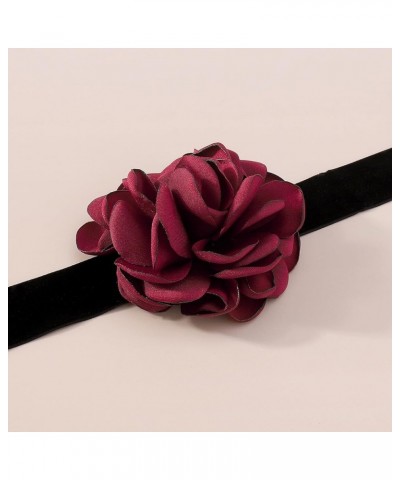 Flower Velvet Choker Necklace for Women Teen Girls,Vintage Big Satin Floral Rosette Necklace Summer Artificial Gentle Bride W...