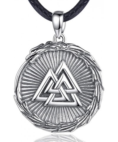 Huge 925 Sterling Silver Thor Hammer Necklace, 1.8oz, Genuine Leather Cord/Rope Necklace 4mm Valknut & Jormungandr $88.92 Nec...