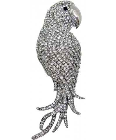 TTjewelry 4.45" Vintage Elegant Parrot Rhinestone Crystal Brooch Pin Bird Pendant White $14.03 Brooches & Pins