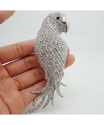 TTjewelry 4.45" Vintage Elegant Parrot Rhinestone Crystal Brooch Pin Bird Pendant White $14.03 Brooches & Pins