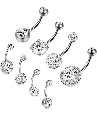 Body Piercing Jewelry,4Pcs/Set Women Rhinestone Round Ball Barbell Belly Button Ring Navel Piercing Perfect a Jewelry Gift No...