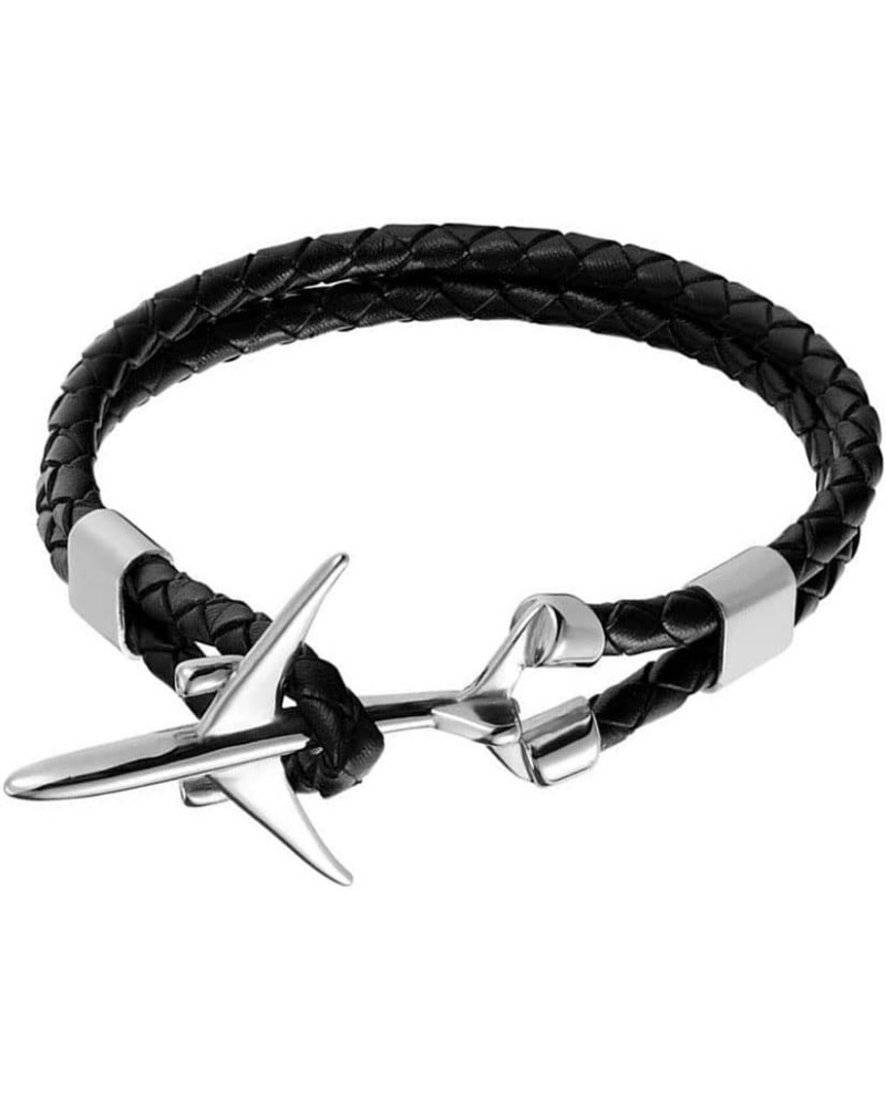 Ramaix Airplane Anchor Bracelet Genuine Multilayer Leather Rope Charm Pilot Jewelry Flight Attendants Fashion Aviator Style f...