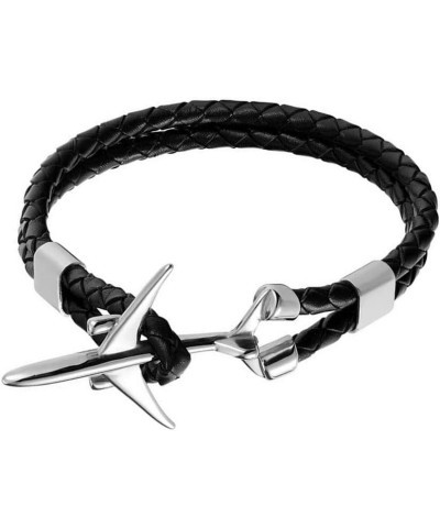 Ramaix Airplane Anchor Bracelet Genuine Multilayer Leather Rope Charm Pilot Jewelry Flight Attendants Fashion Aviator Style f...