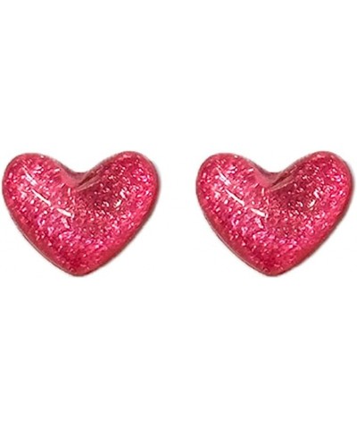 Colorful Love Heart Stud Earrings for Women Girls Sterling Silver Post Pin Resin Sequins Cute Studs Tiny Small Studs Cartilag...