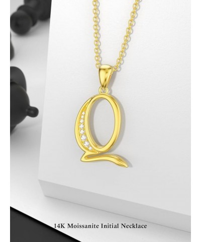 14K Solid Gold Initial A to Z Necklaces for Women, Moissanite Diamond Letter Pendant Small Aphabet Jewelry Graduation Mothers...