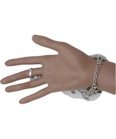 TFJ Women Ethnic Fashion Jewelry Vintage Hand Antique Silver Metal Chains Bracelet Flower Slave Ring $11.50 Bracelets