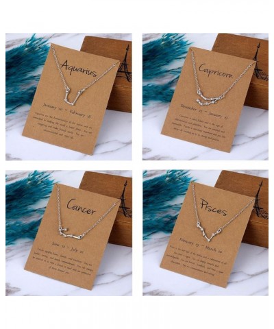 2Pcs Zodiac Necklace for Women 12 Constellation Necklace Zodiac Sign Horoscope Necklaces Zodiac Jewelry Gift Silver Aquarius ...