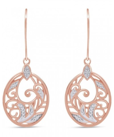 14k Gold Plated Sterling Silver Diamond Accent Single Piece Filigree Disc Dangle Earrings rose-gold-plated-silver $35.77 Earr...