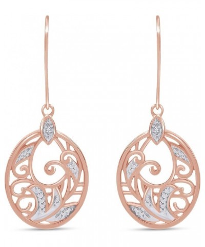 14k Gold Plated Sterling Silver Diamond Accent Single Piece Filigree Disc Dangle Earrings rose-gold-plated-silver $35.77 Earr...