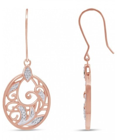 14k Gold Plated Sterling Silver Diamond Accent Single Piece Filigree Disc Dangle Earrings rose-gold-plated-silver $35.77 Earr...