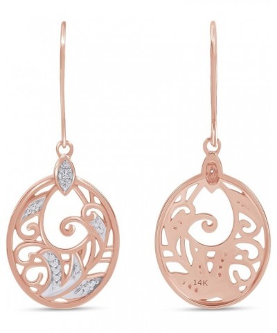 14k Gold Plated Sterling Silver Diamond Accent Single Piece Filigree Disc Dangle Earrings rose-gold-plated-silver $35.77 Earr...