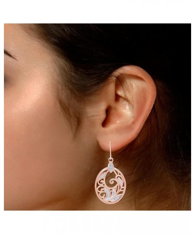 14k Gold Plated Sterling Silver Diamond Accent Single Piece Filigree Disc Dangle Earrings rose-gold-plated-silver $35.77 Earr...