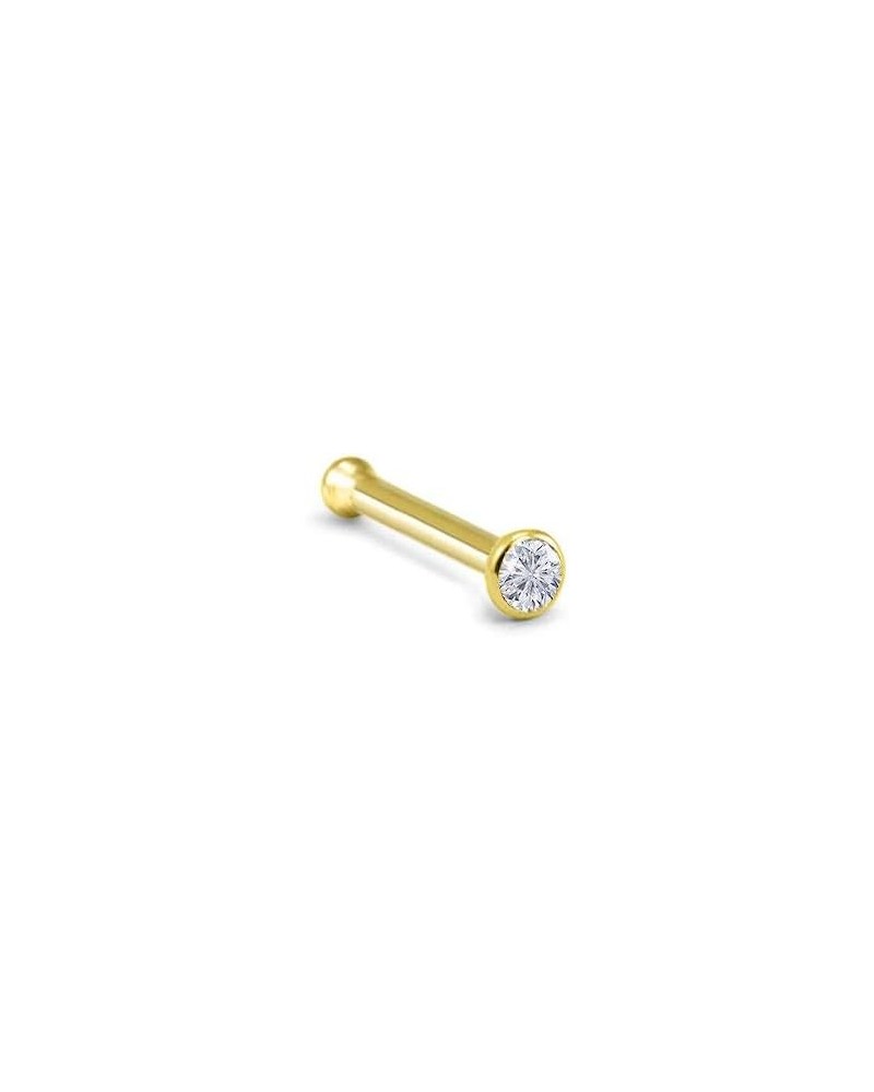 18k Yellow Gold 1.5mm, 2mm, 2.5mm, or 3mm Bezel CZ 22G 20G 18G Bone-2.5mm CZ-22G $18.49 Body Jewelry