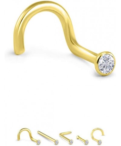 18k Yellow Gold 1.5mm, 2mm, 2.5mm, or 3mm Bezel CZ 22G 20G 18G Bone-2.5mm CZ-22G $18.49 Body Jewelry