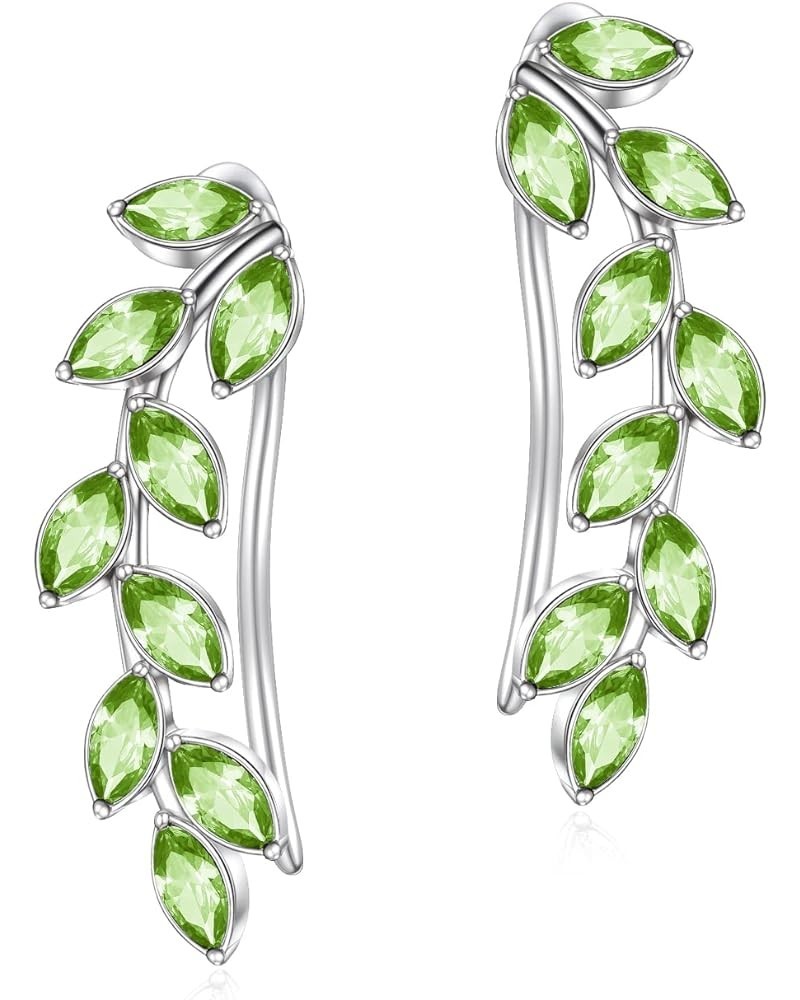 Leaf Ear Climbers Earrings Hypoallergenic 925 Sterling Silver Ear Crawler Cuff Earrings for Sensitive Ears, Made with Austria...