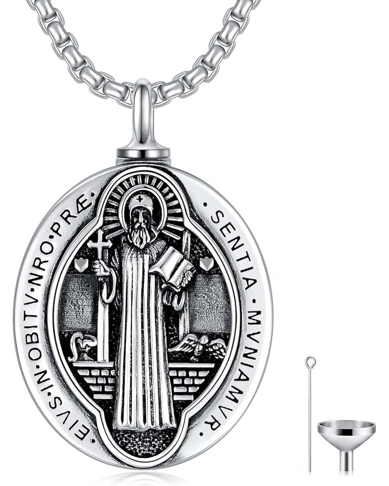 S925 Sterling Silver Saint Necklace St Michael/St Christopher/St Benedict/Virgin Mary/St Joseph/Jesus/St Patrick/St Francis/S...