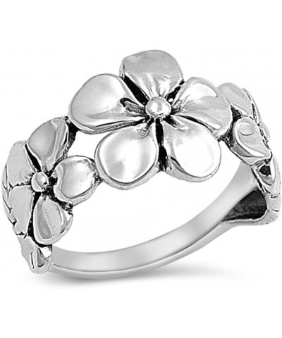 Sterling Silver Women's Plumeria Fashion Ring Beautiful 925 Band 12mm Sizes 3-14 $12.77 Rings