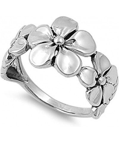 Sterling Silver Women's Plumeria Fashion Ring Beautiful 925 Band 12mm Sizes 3-14 $12.77 Rings